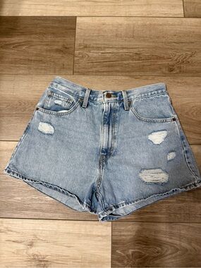 Levi's Light Blue Distressed High-Rise Jean Shorts - Mom Shorts